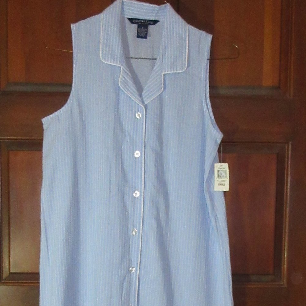 NEW Striped Blue White Sleeveless Dress Small